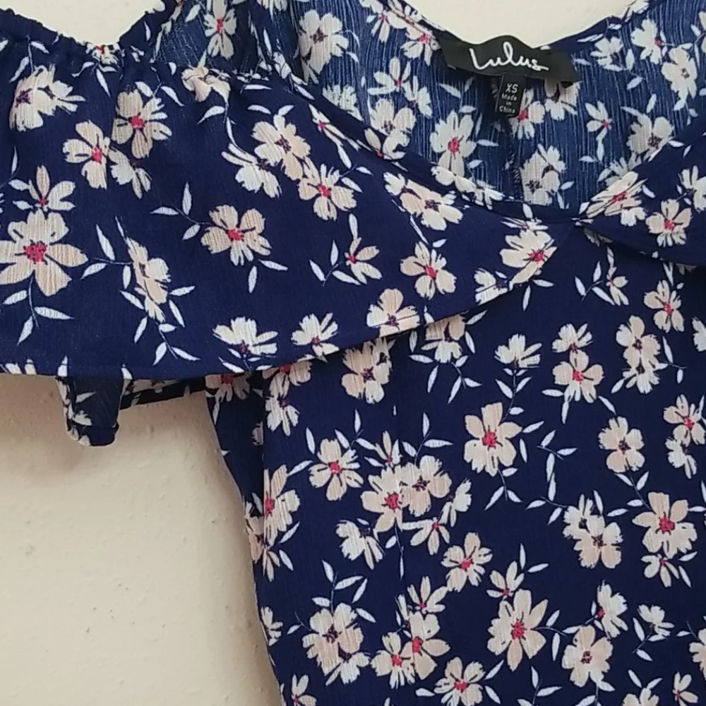 Lulu's Catching Glances Off The Shoulder Floral Print Dress XS